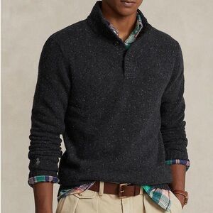 Polo Ralph LaurenButton Neck Wool-Blend/ Classic Dark Gray Sweater size medium